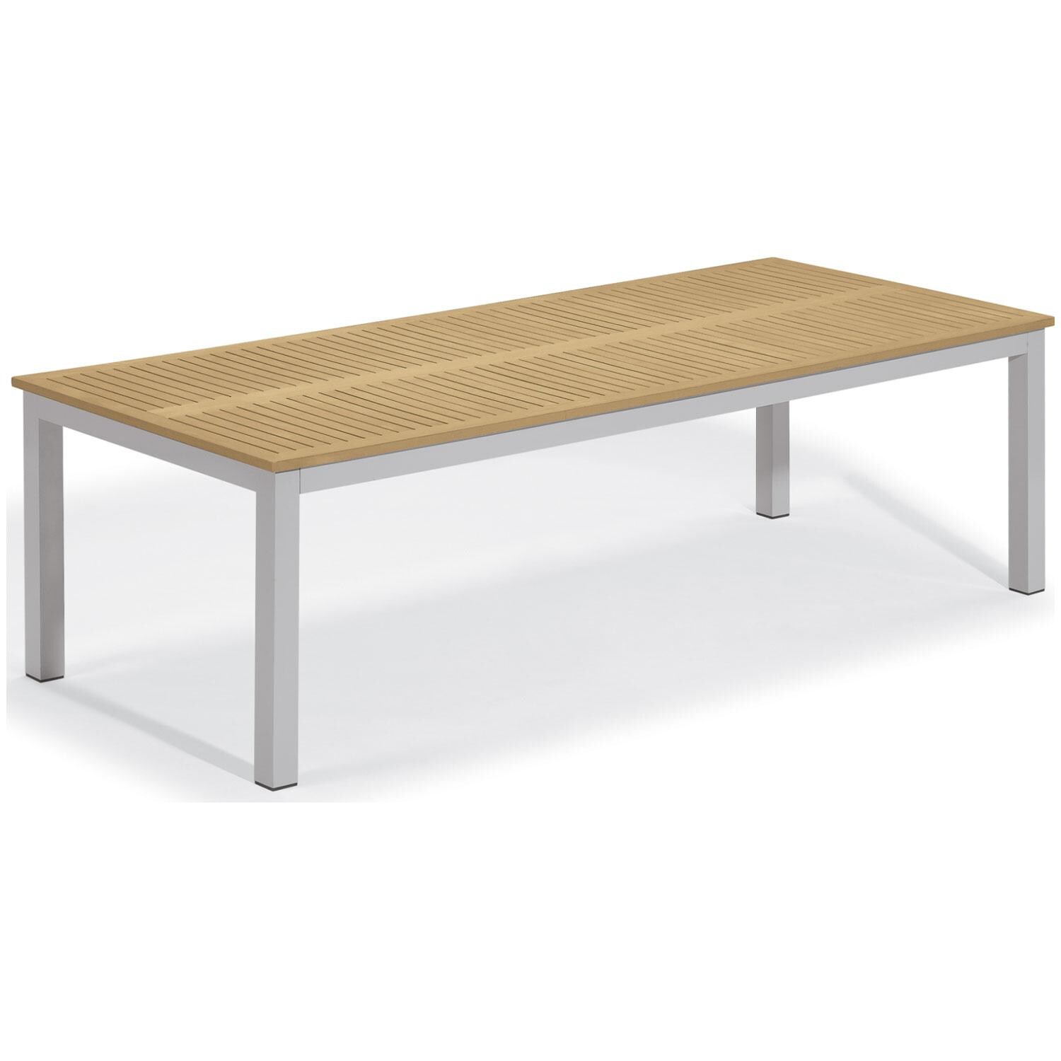 Travira Aluminum 103 X 42 Inch Rectangular Patio Dining Table W/ Tekwood Natural Top By Oxford Garden - Display - White Background thumbnail