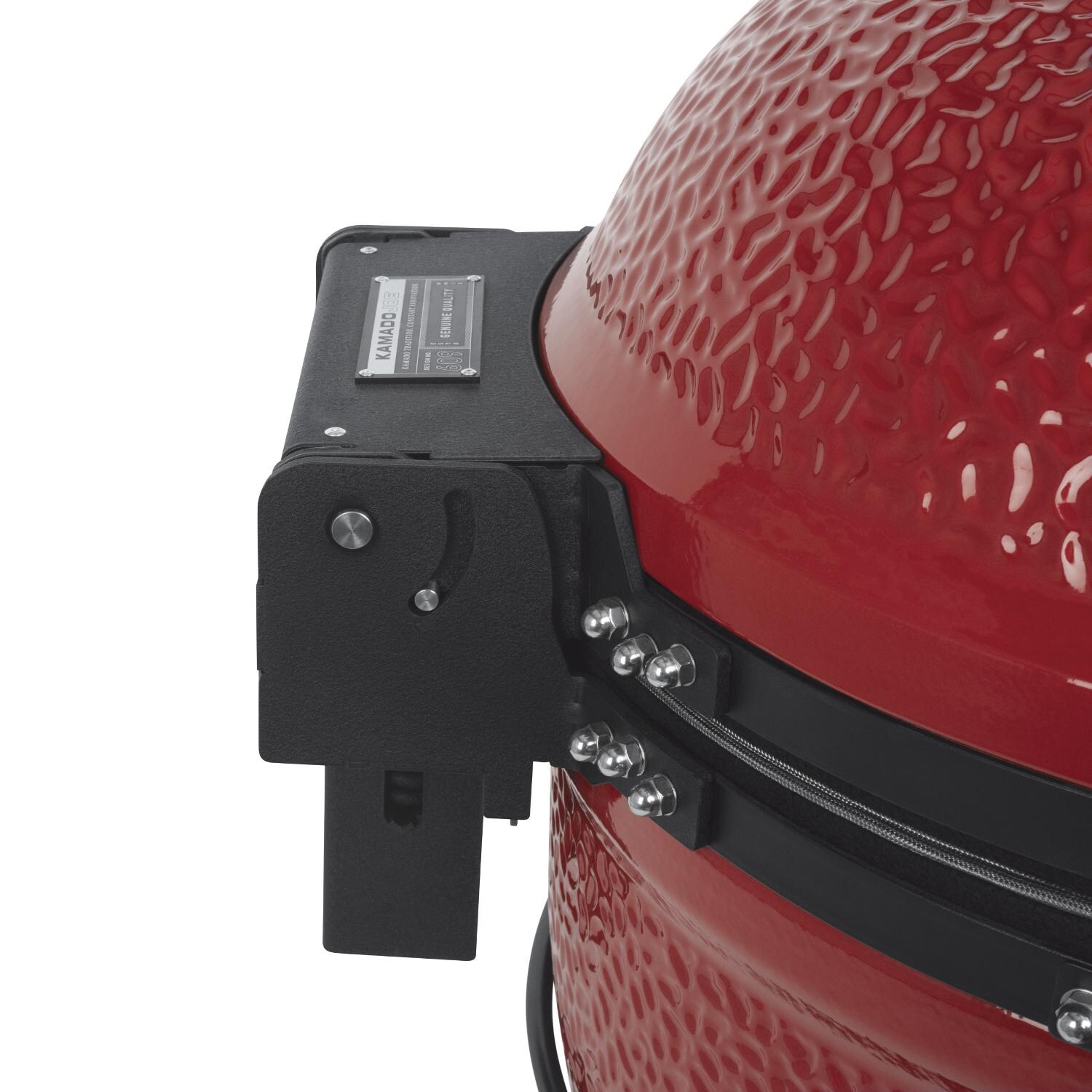 Kamado Joe Big Joe 24-Inch Freestanding Ceramic Grill - Side View of Air Lift Hinge thumbnail