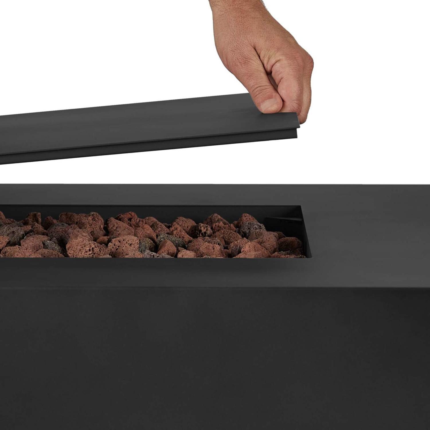 Lakeview SCC9814LPBLK Elysian 70-Inch Rectangle Propane Fire Table w/ NG Conversion Kit - Black - Lifting Lid thumbnail