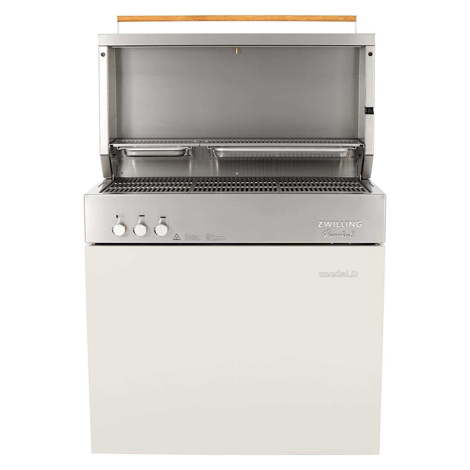 Flammkraft 1030975 Model D Natural Gas Grill - Ivory White - White Background thumbnail