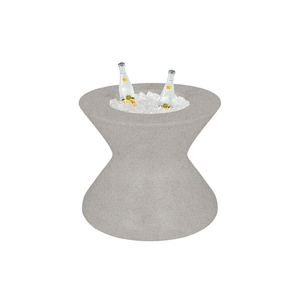 Signature 22 Inch Round Polyresin End Table w/ Ice Bucket & Lid in Sandstone by Ledge Lounger