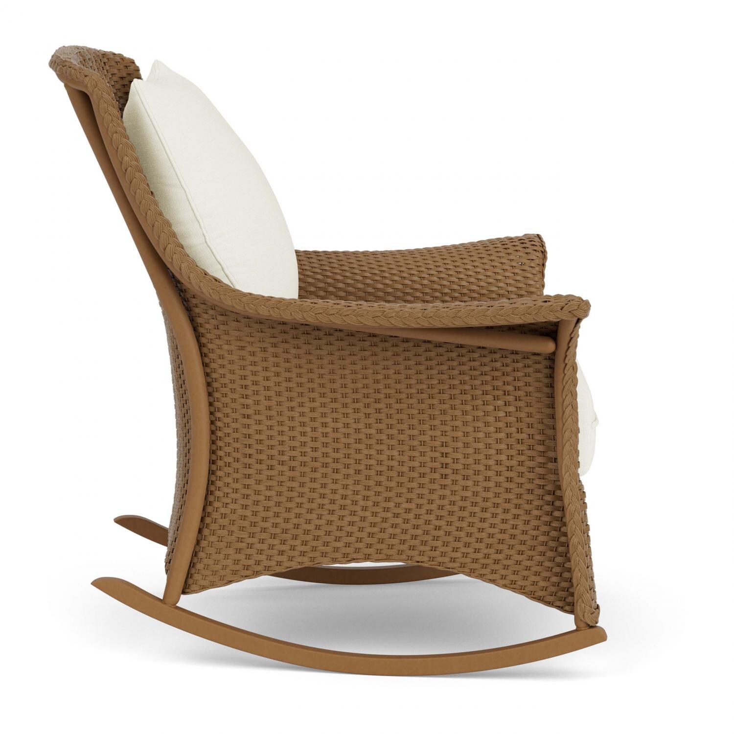 Lloyd Flanders Mandalay Lounge Rocker in Hickory Finish with Sailcloth Salt fabric - Side thumbnail
