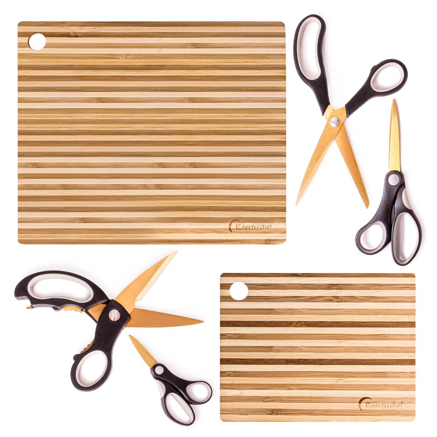 BergHOFF 6 Pc Stainless Steel Gold Scissors & Cutting Board Set - White Background thumbnail