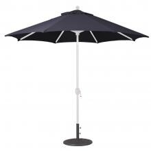 Galtech 9 Ft. Octagonal Aluminum Patio Market Umbrella W/ Crank Lift And Deluxe Auto Tilt - White Frame W/ Sunbrella Canvas Black Canopy image