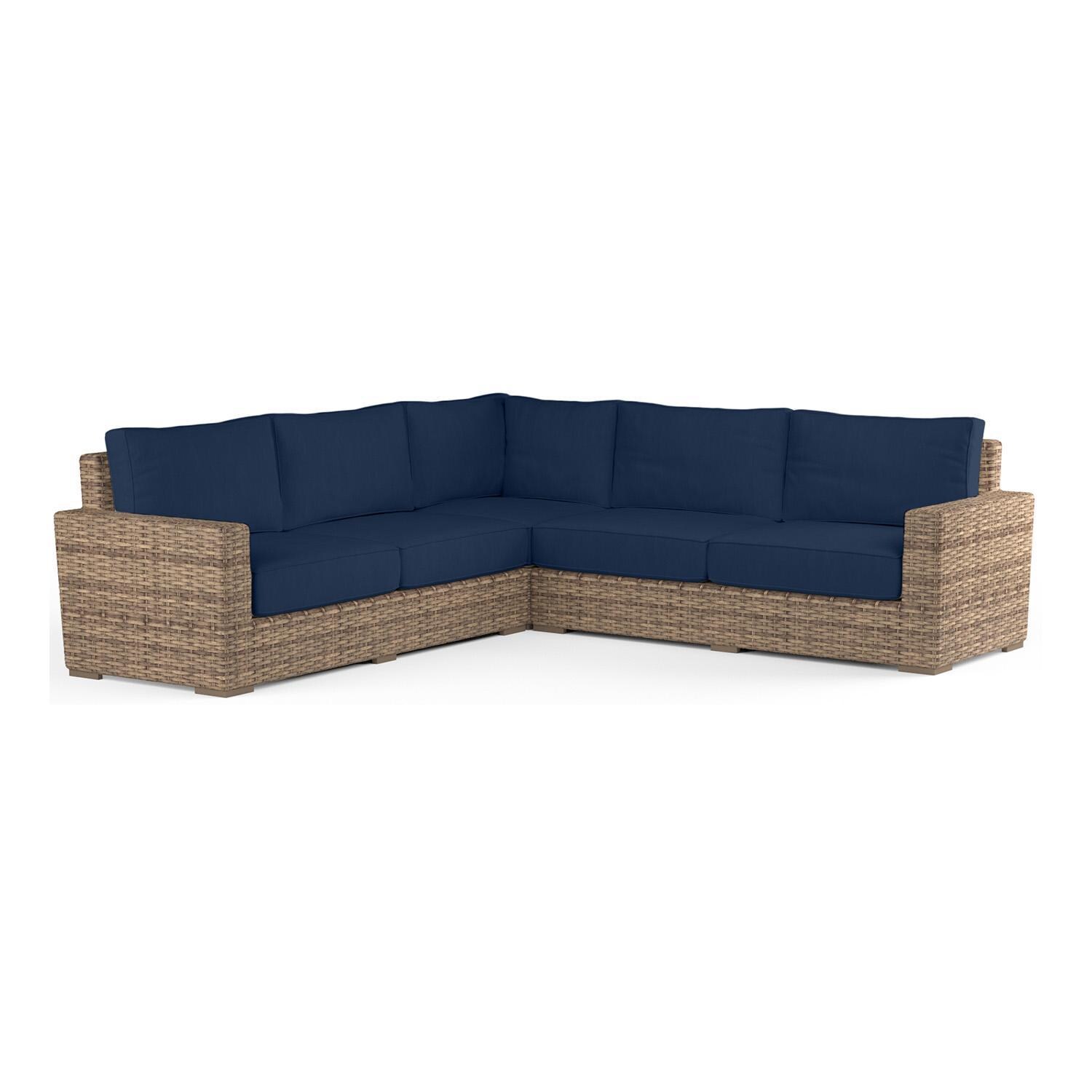 Havana 5 Person Wicker Sofa in Tobacco/Spectrum Indigo by Sunset West - White Background thumbnail