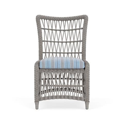Mackinac Wicker Dining Chair in Putty/Hansen Sky by Lloyd Flanders - Front - White Background thumbnail