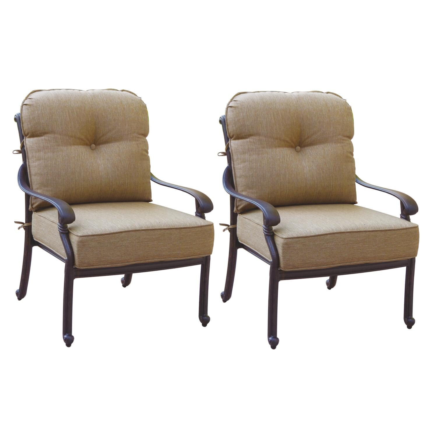 Santa Monica Cast Aluminum 2 Pc Set Club Chair Set in Antique Bronze/Sesame by Darlee