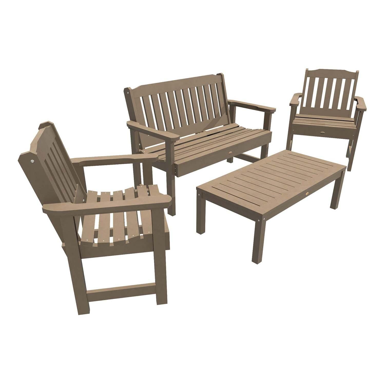 Hart Lane 4 Pc Set Polyresin Seating Set in Woodland Brown By Lakeview Outdoor Designs - White Background thumbnail