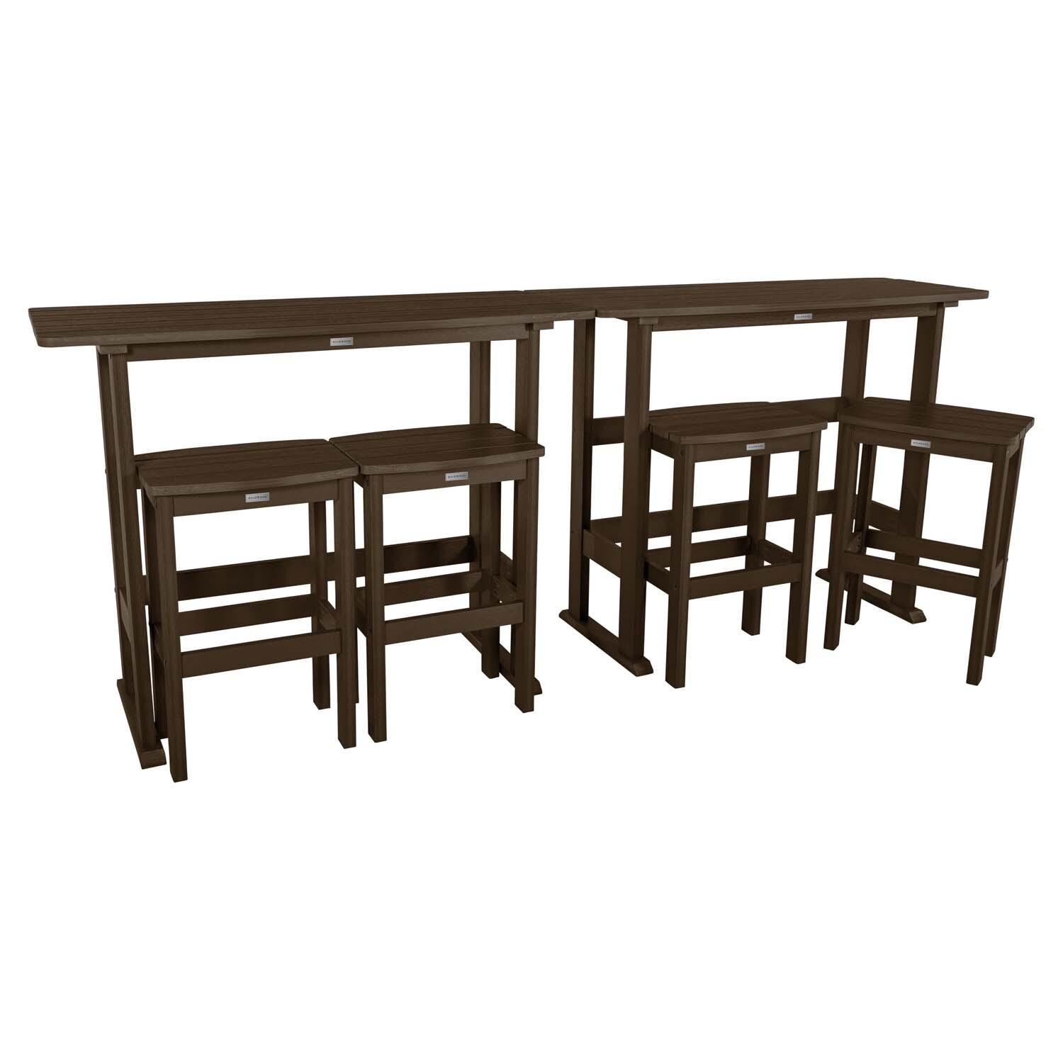 Hart Lane 6 Pc Recycled Plastic Bar Height Dining Set in Weathered Acorn By Lakeview Outdoor Designs - White Background thumbnail