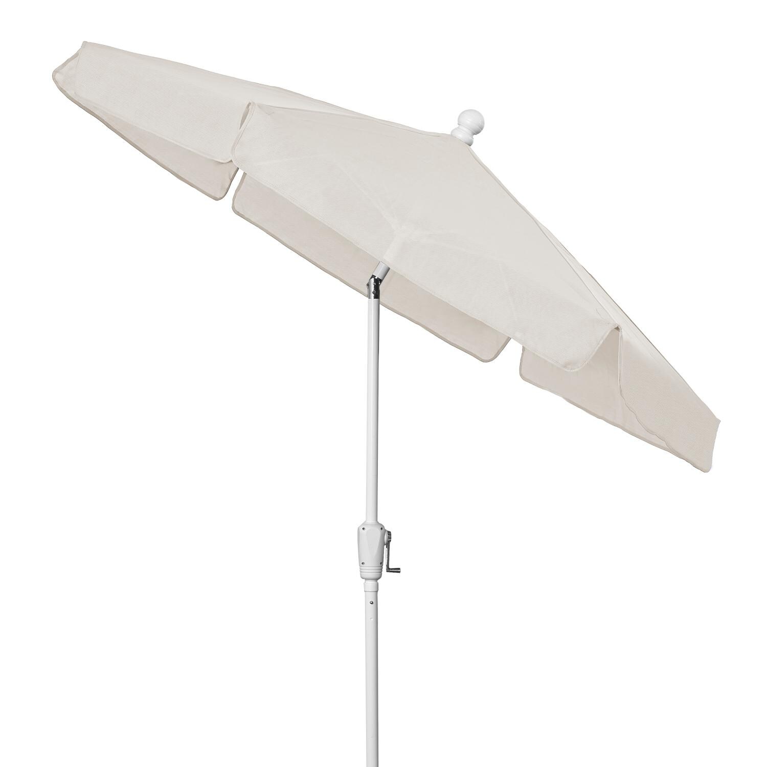 FiberBuilt 7.5 Ft Aluminum Natural Market Patio Umbrella W/ Crank Lift & Tilt - Side View thumbnail