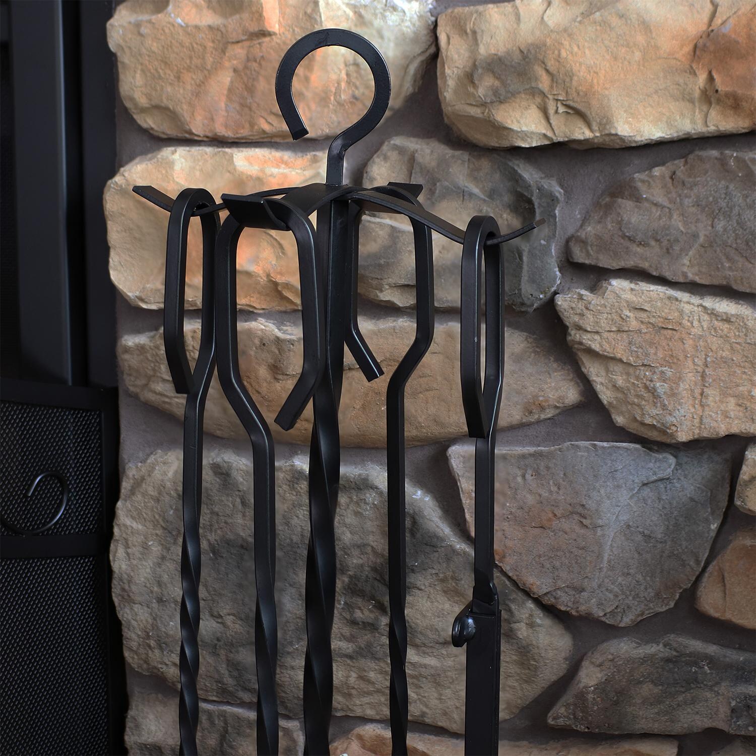 Ultimate Patio 5-Piece Steel Fireplace Tool Set w/ Stand - Tools Hanging thumbnail