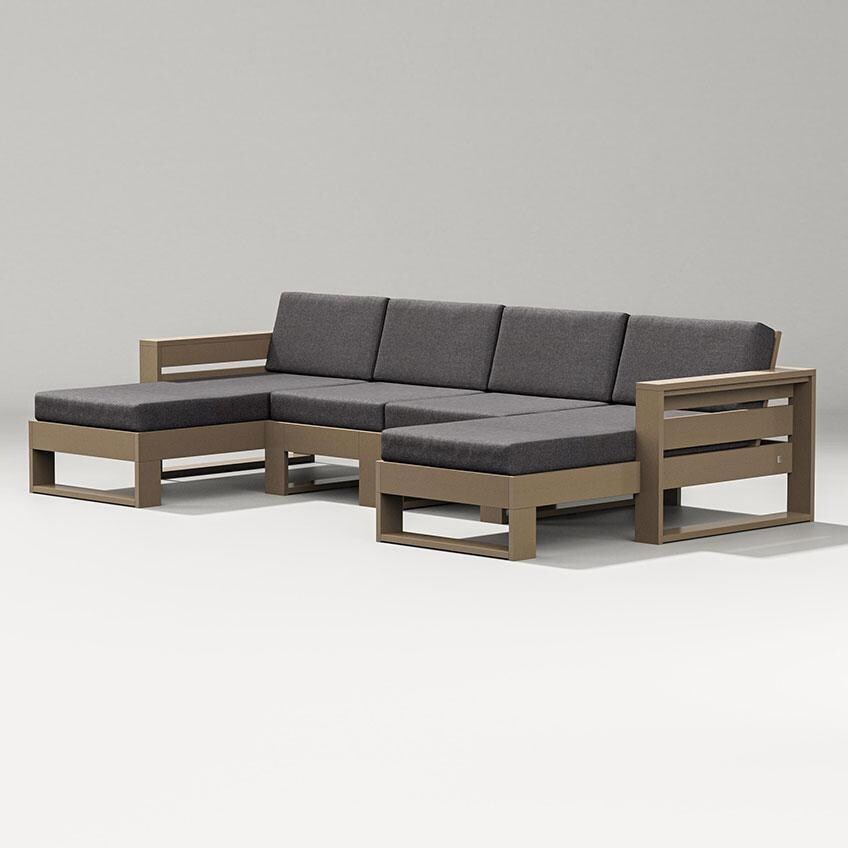 Latitude 4 Person Sectional Sofa w/ Left & Right Chaise in Vintage Sahara/Ash Charcoal By PW Designer Series - Display - White Background thumbnail