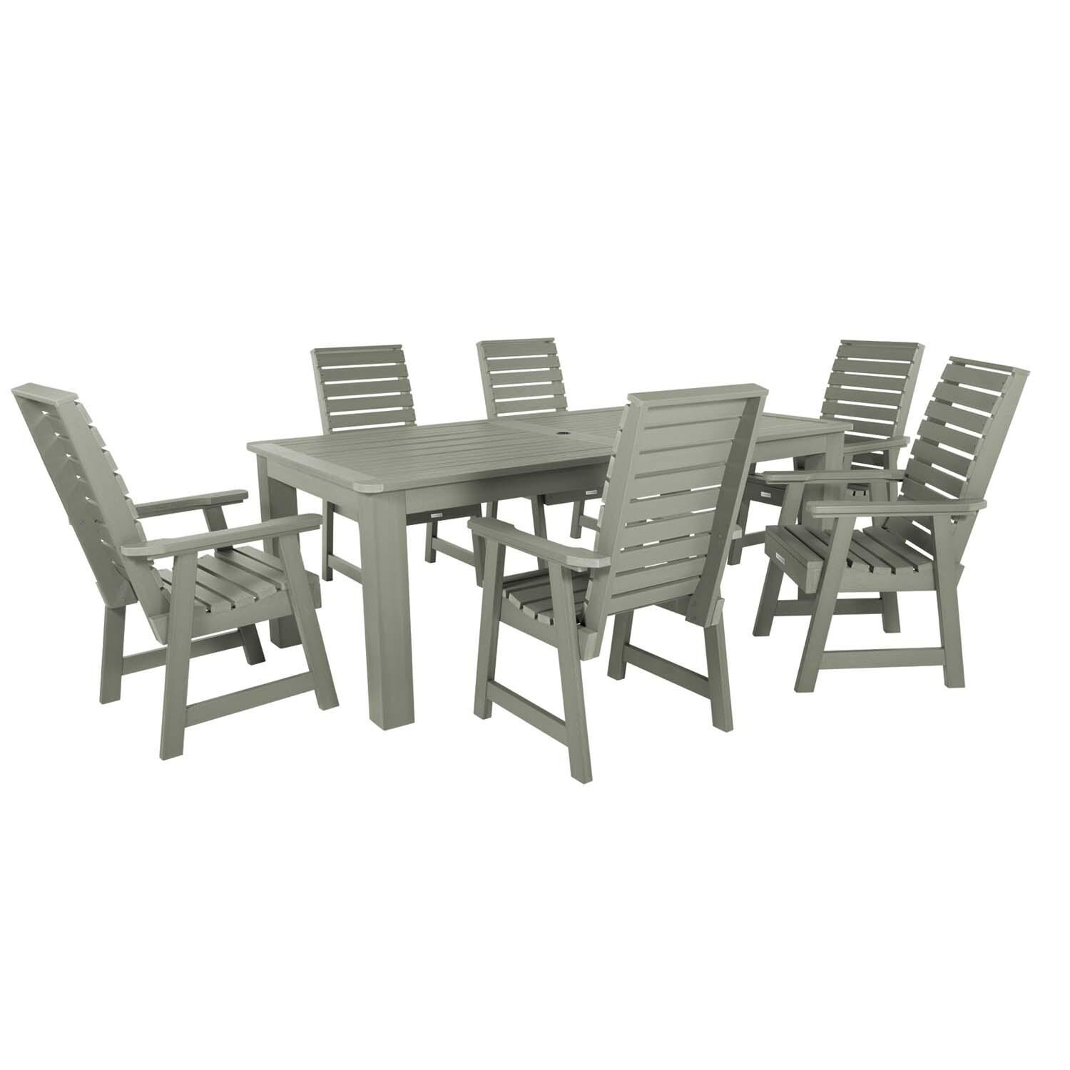 Elm Pointe 7 Pc Recycled Plastic Dining Set In Eucalyptus by Lakeview - White Background thumbnail
