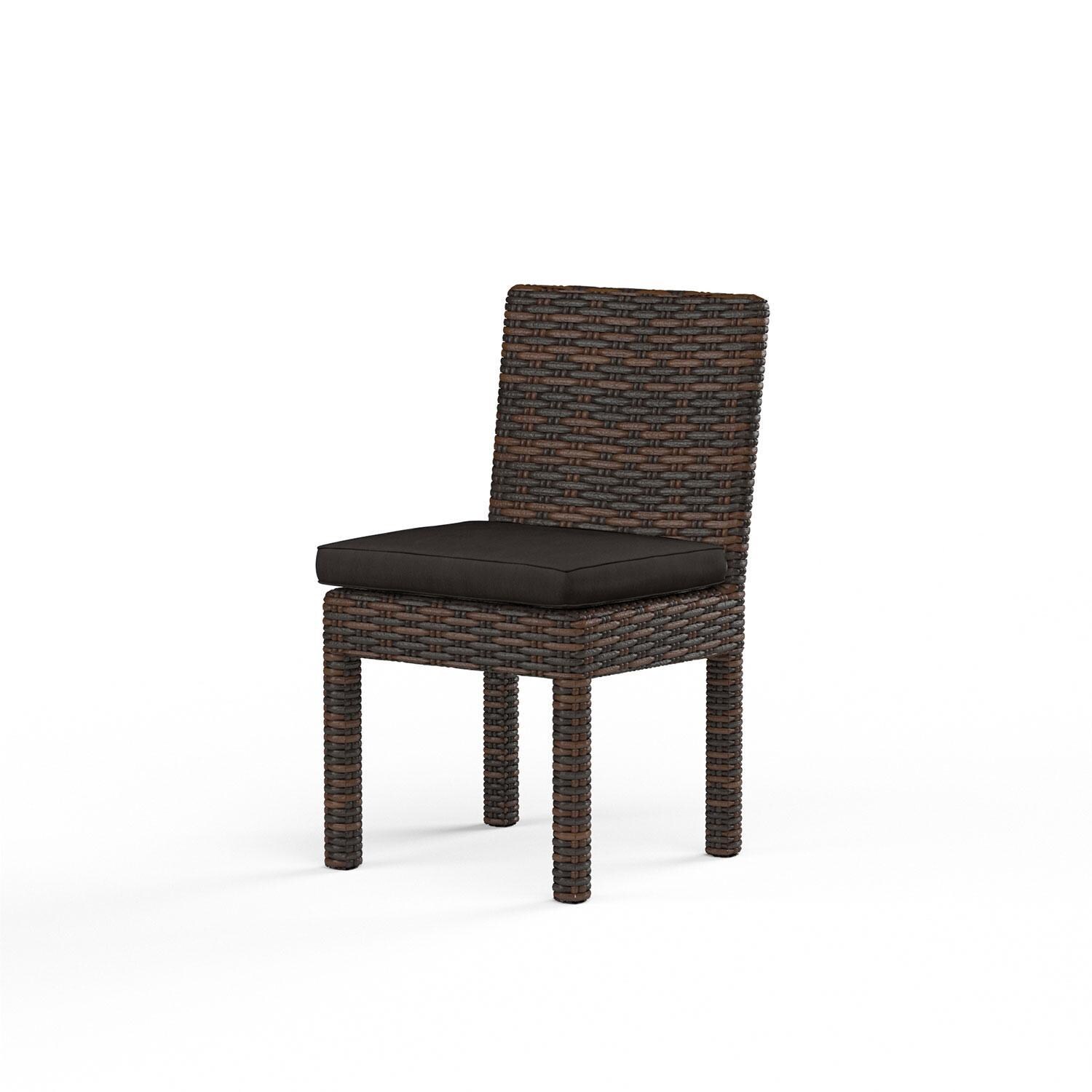 Montecito Wicker Patio Armless Dining Chair in Spectrum Carbon w/ Self Welt By Sunset West - Display - White Background thumbnail