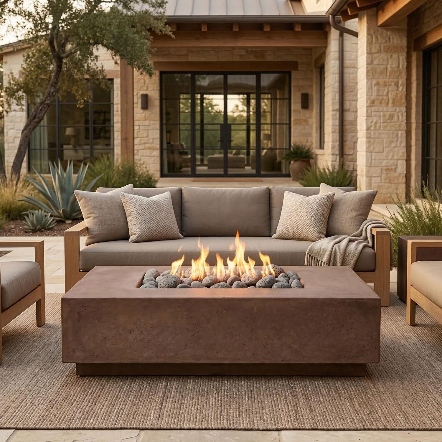 Prism Hardscapes SCPH-473-1NG Tavola 8 60-Inch Natural Gas Rectangular Fire Pit Table - Lifestyle thumbnail