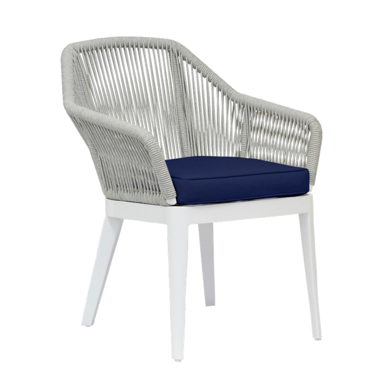 Miami Aluminum & Olefin Rope Patio Dining Chair in Echo Midnight w/ Self Welt By Sunset West - Display - White Background thumbnail