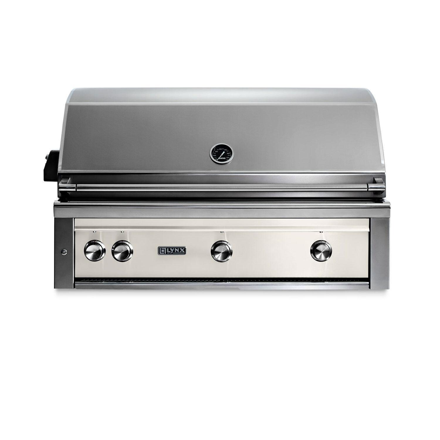Lynx L42TR-GLLP Professional 42 Inch Built-In Propane Gas Grill w/ One Infrared Trident Burner & Rotisserie in Glacier - Display - White Background thumbnail