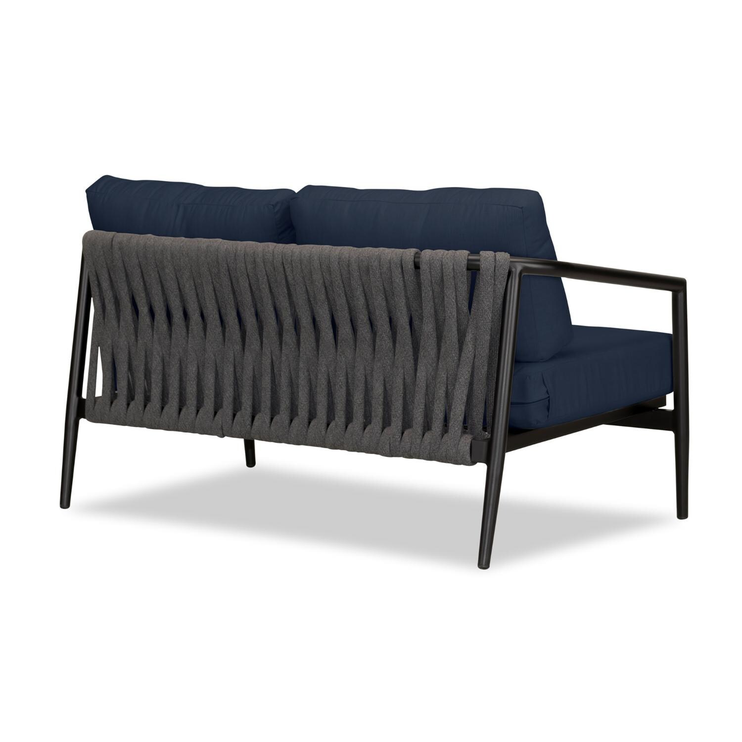 Lakeview Midnight Cove 2 Person Aluminum Loveseat in Black/Carbon/Spectrum Indigo - Back Right - White Background thumbnail