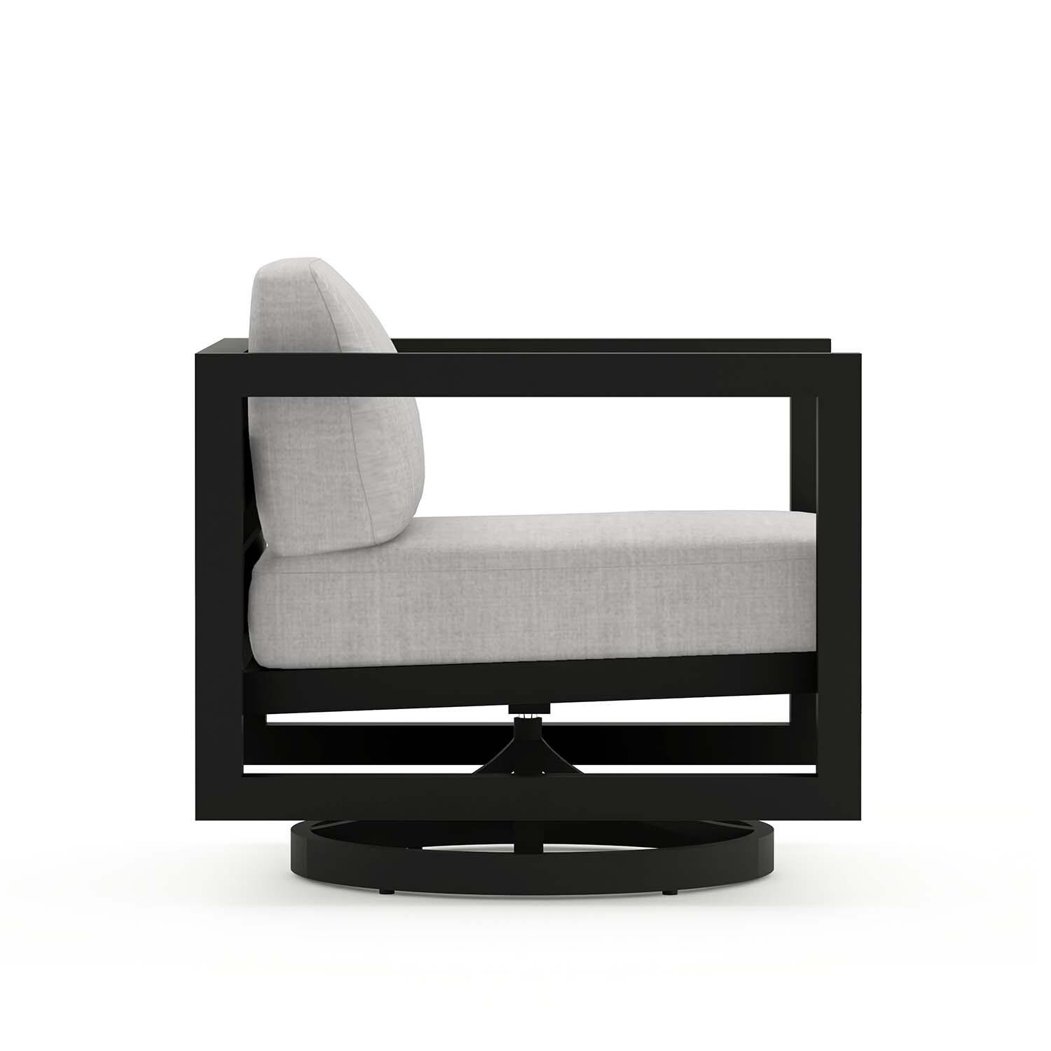 Misty Cove Aluminum Swivel Club Chair in Black/Cast Silver by Lakeview Outdoor Designs - Side - White Background thumbnail