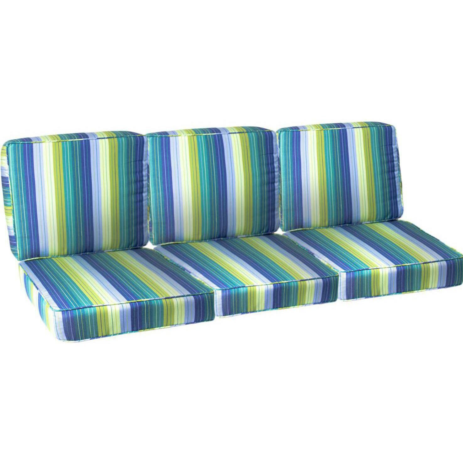 Sunbrella Seville Seaside Small Outdoor Replacement Sofa Cushion Set W/ Piping By BBQGuys Signature