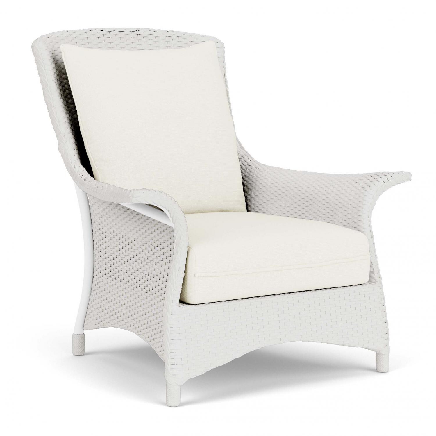 Lloyd Flanders Mandalay Lounge Chair in Matte White Finish with Sailcloth Salt fabric - Angled thumbnail