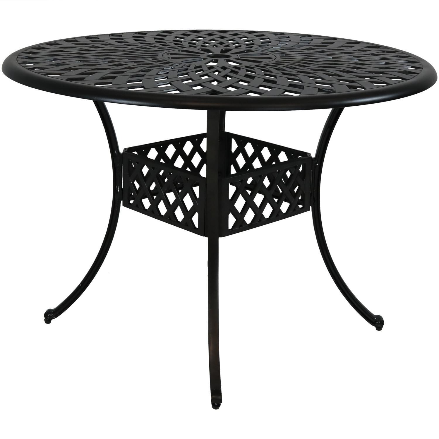 Ultimate Patio 41 1/2-Inch Round Cast Aluminum Outdoor Patio Table W/ Crossweave Design - Front View thumbnail