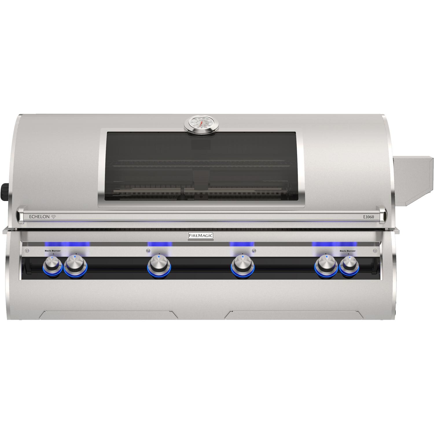 Fire Magic Echelon Diamond E1060i 48-Inch Built-In Natural Gas Grill w/ Rotisserie, Left Side Infrared Burner, Magic Window & Analog Thermometer - E1060I-9LAN-W