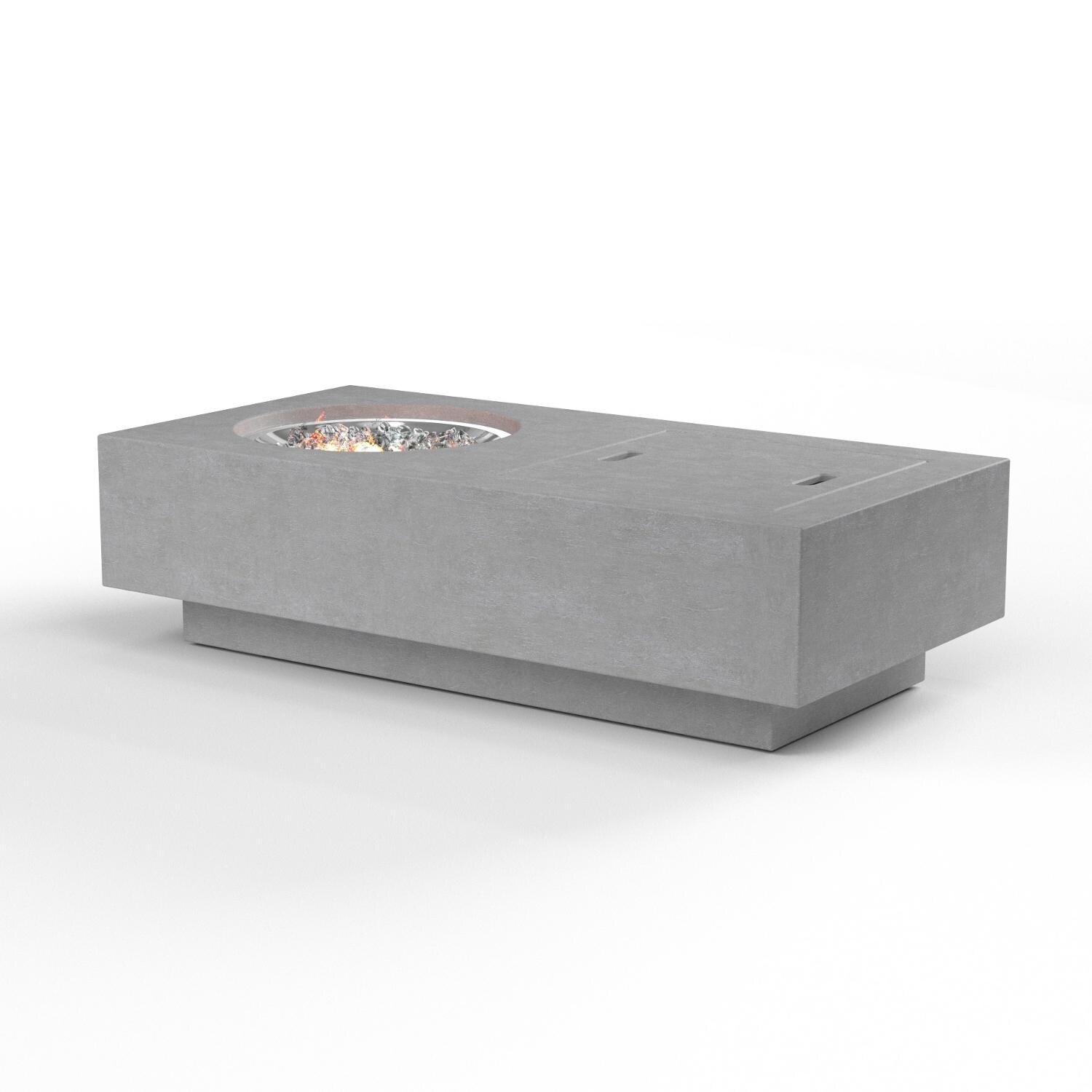 Sunset West - 6103-FT6030-G23R-NG - Gravelstone 60 X 30 Inch Rectangular GFRC Self-Contained Tank Natural Gas Fire Table W/ Glass Surround - Ships as Propane with Conversion Fittings thumbnail