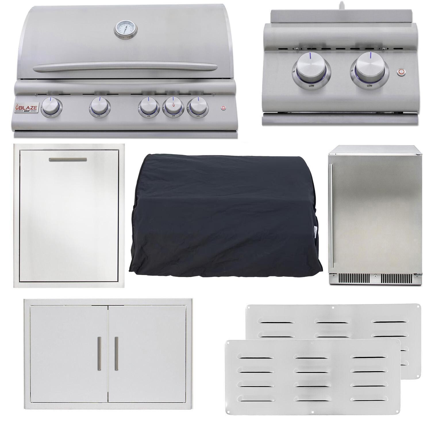 Blaze BLZ-4LTE3MG-NG LTE+ Marine Grade 8 Pc 32-in Natural Gas Outdoor Kitchen Package - White Background thumbnail