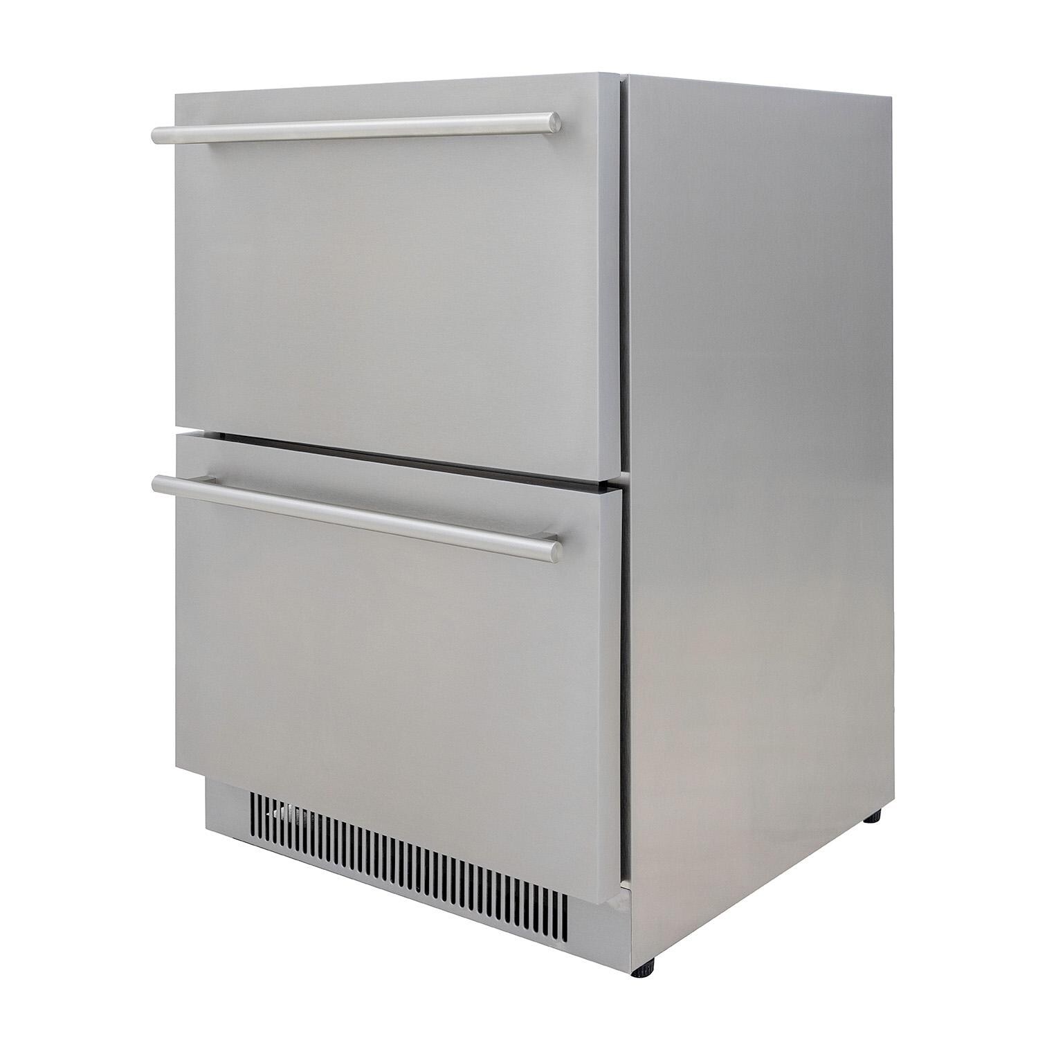 Blaze BLZ-SSRF-DBDR5.1 - 5.1 Cu. Ft. Outdoor Rated Stainless Steel Double Drawer Refrigerator - Side View - White Background thumbnail