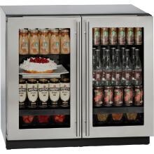 U-Line 3000 Series 36-Inch 6.9 Cu. Ft. Built-In Dual Zone Compact Refrigerator With Glass Doors - Stainless Steel - U-3036RRGLS-00B image