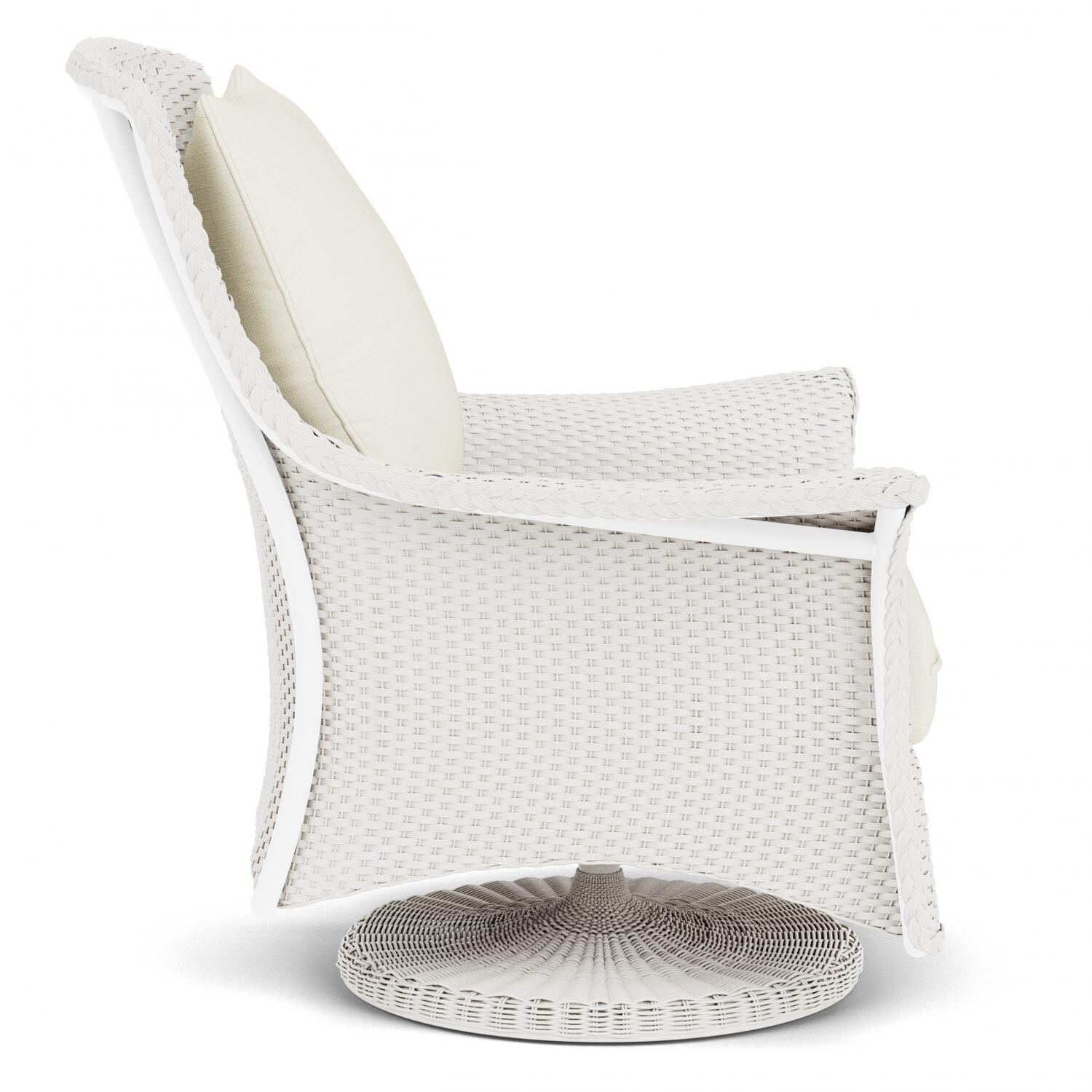 Lloyd Flanders Mandalay Swivel Rocker Lounge Chair in White Finish with Sailcloth Salt fabric - Side thumbnail