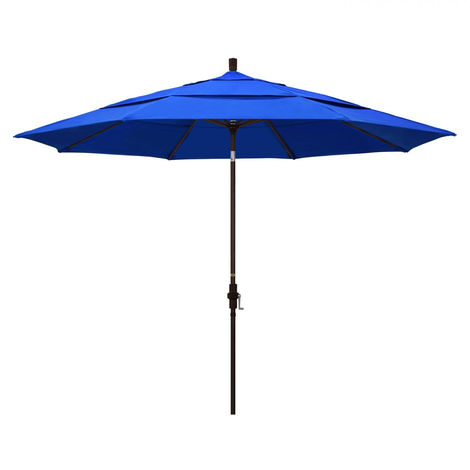 California Umbrella 11 Ft Octagonal Aluminum Collar Tilt Patio Umbrella W/ Crank Lift & Aluminum Ribs - Bronze Frame / Sunbrella Canvas Pacific Blue Canopy thumbnail