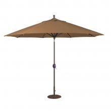 Galtech 11 Ft. Lighted Octagonal Aluminum Patio Market Umbrella W/ Crank Lift And Auto Tilt - Antique Bronze Frame W/ Sunbrella Canvas Teak Canopy