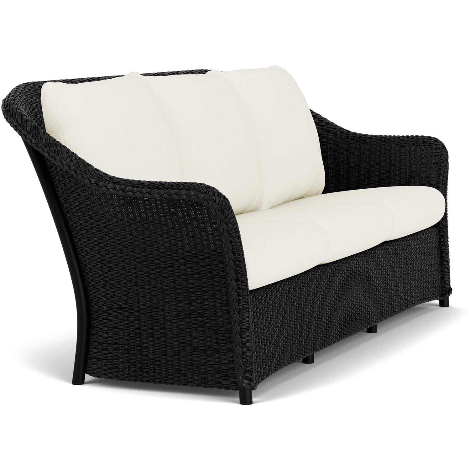 Lloyd Flanders Weekend Retreat Sofa in Ebony Finish W/ Sailcloth Salt Fabric - Angled thumbnail