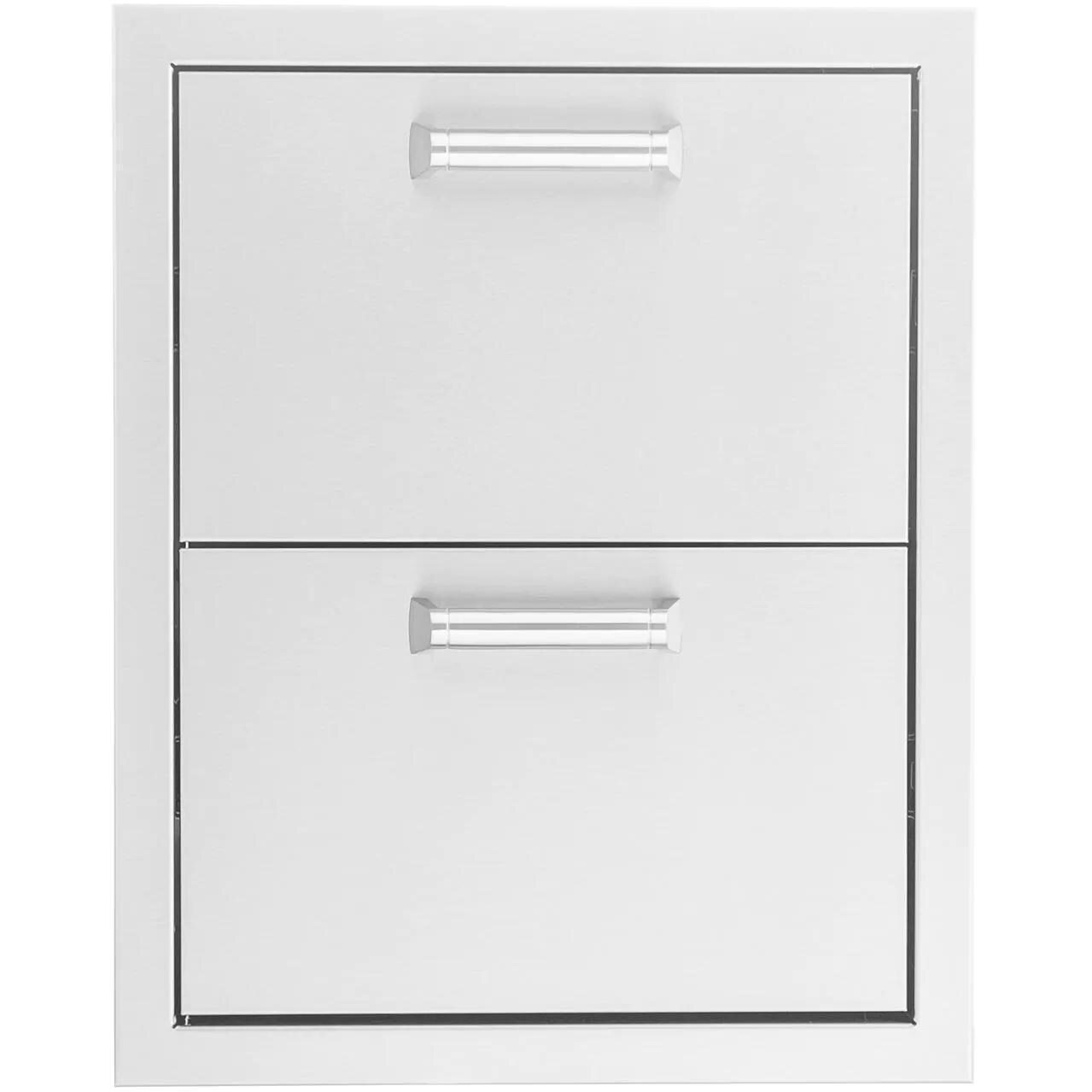BBQGuys Signature 16-Inch Stainless Steel Double Access Drawer - White Background thumbnail