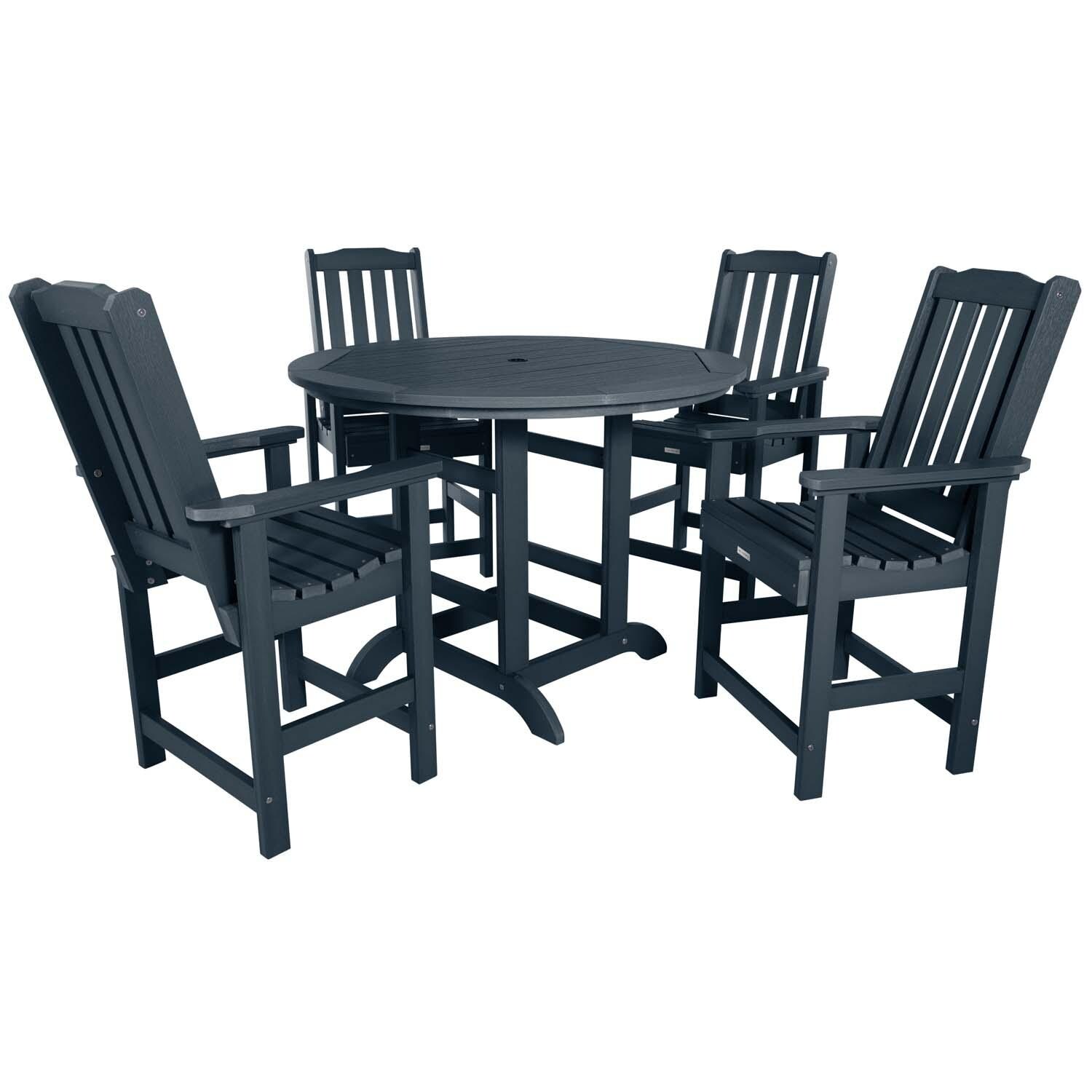 Hart Lane 5 Pc Set Recycled Plastic Counter Height Dining Set In Federal Blue By Lakeview - White Background thumbnail