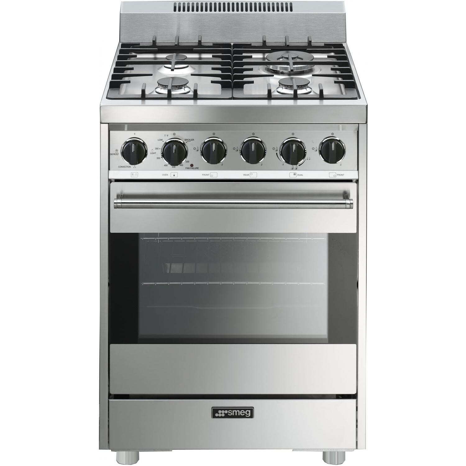 SMEG 24-Inch Stainless Steel 4-Burner Gas Range - C24GGXU thumbnail