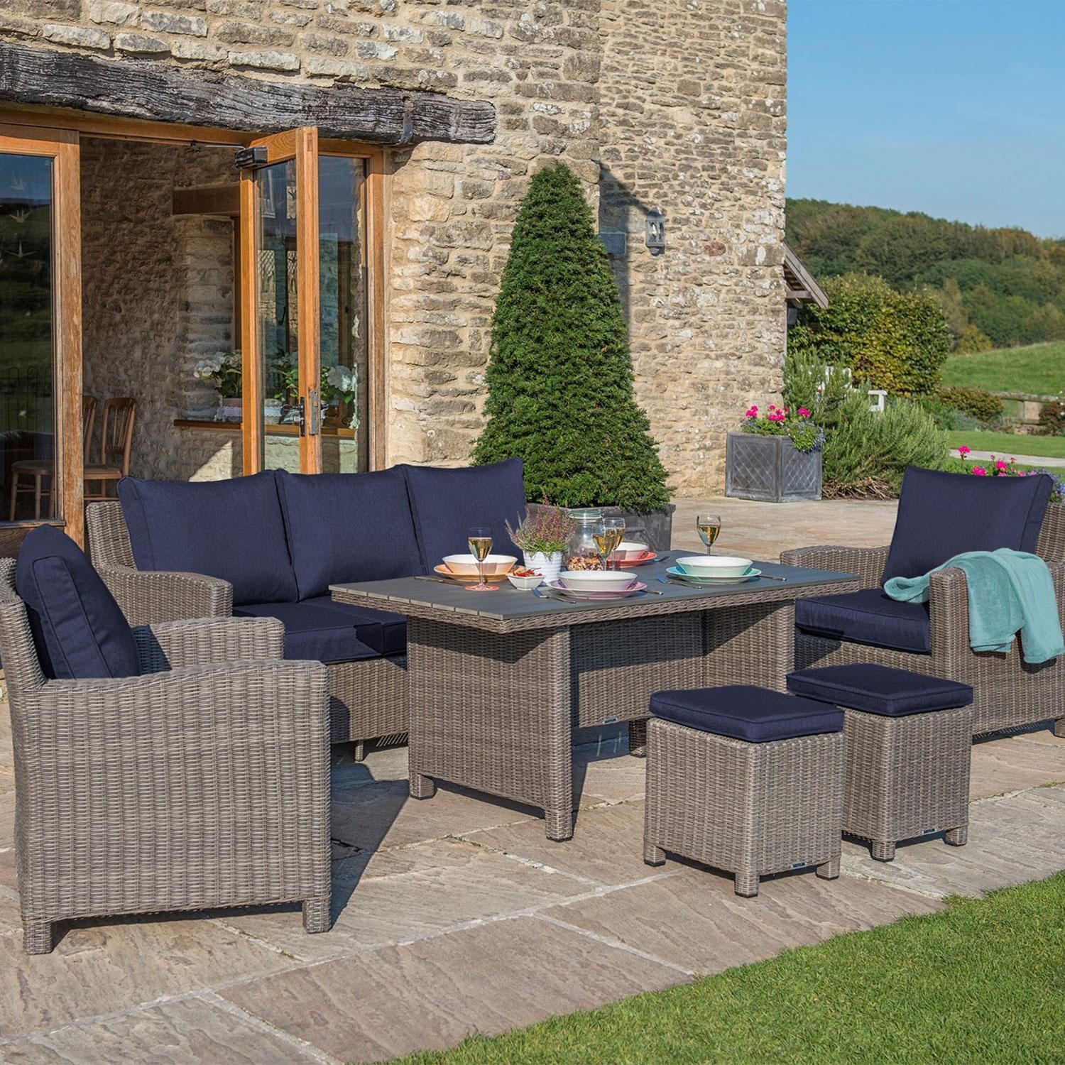 Palma 6 Pc Teak Lounge Seating Set in Indigo By KETTLER - Patio - Lifestyle thumbnail