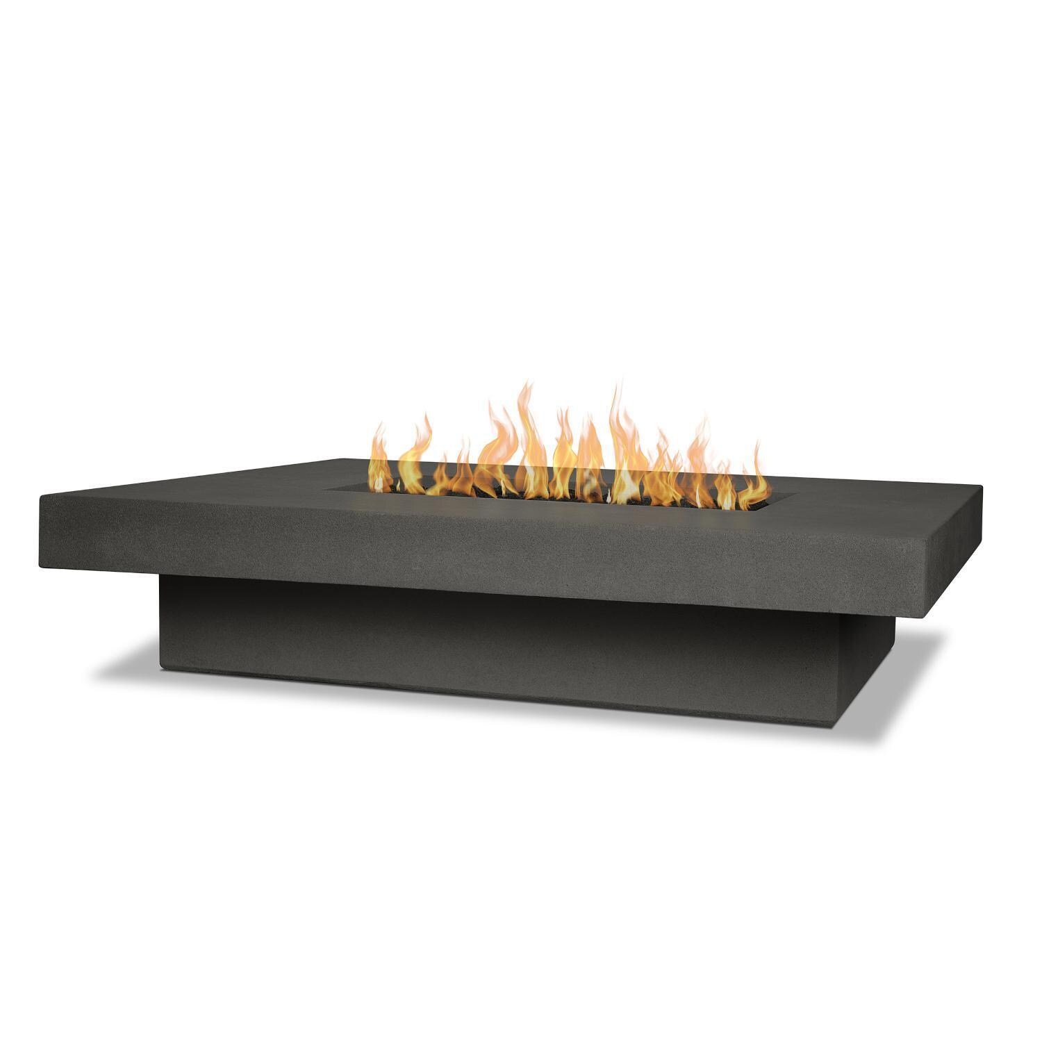 Hickory Bay 3703LP-CBN 60 Inch Rectangular Glass Fiber Reinforced Concrete Propane Fire Pit Table in Carbon by BBQGuys Signature - On - White Background thumbnail