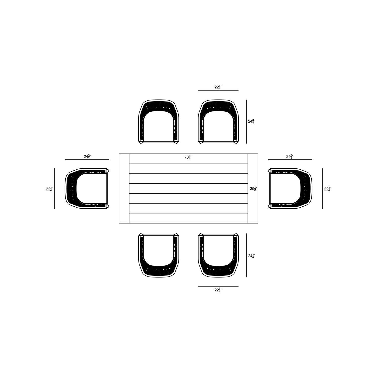 Chloe Bay 6 Seat Reclaimed Teak Patio Dining Set in Black by Lakeview - Dimensional 2 thumbnail