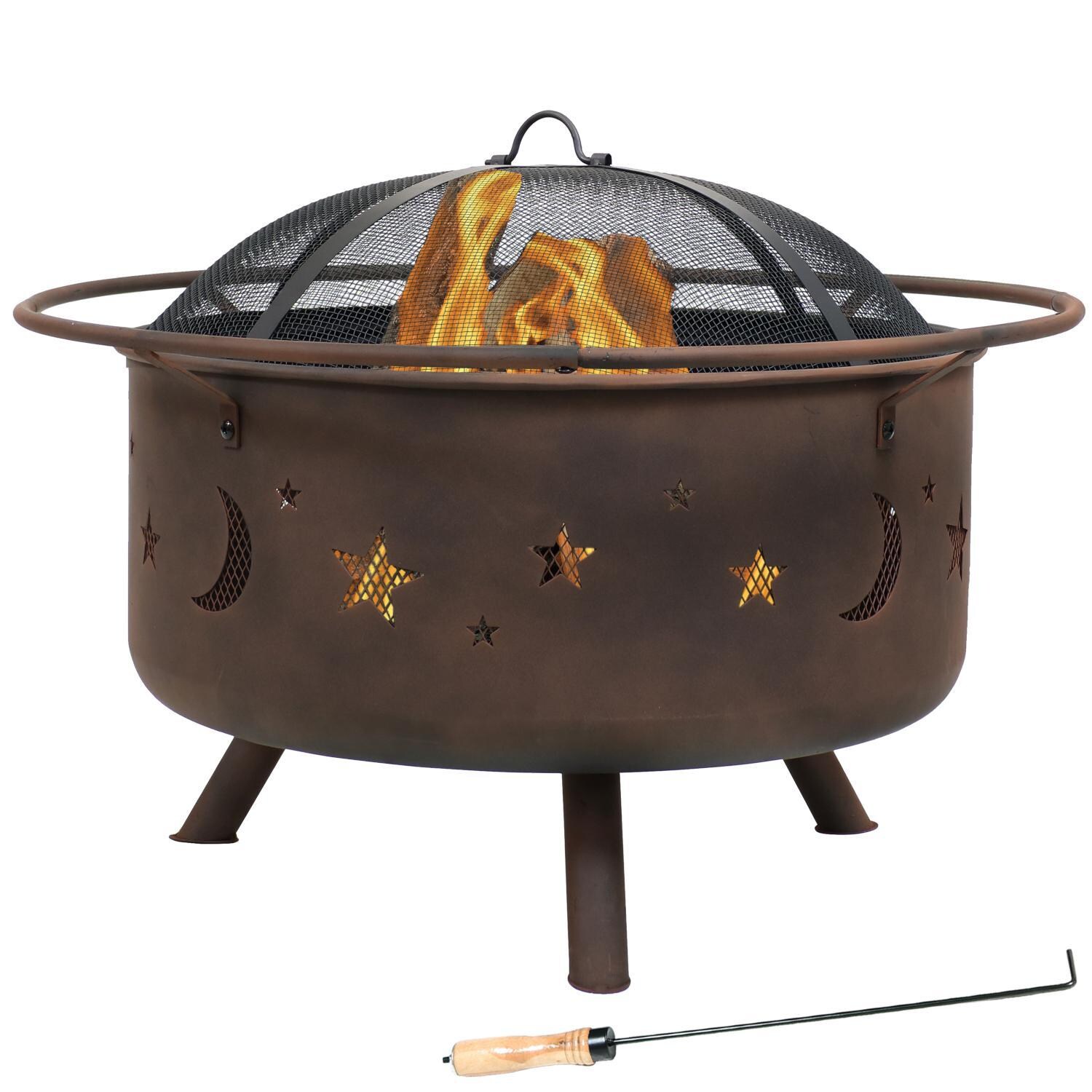 Ultimate Patio 30-Inch Steel Cosmic Wood Burning Fire Pit - In Use thumbnail