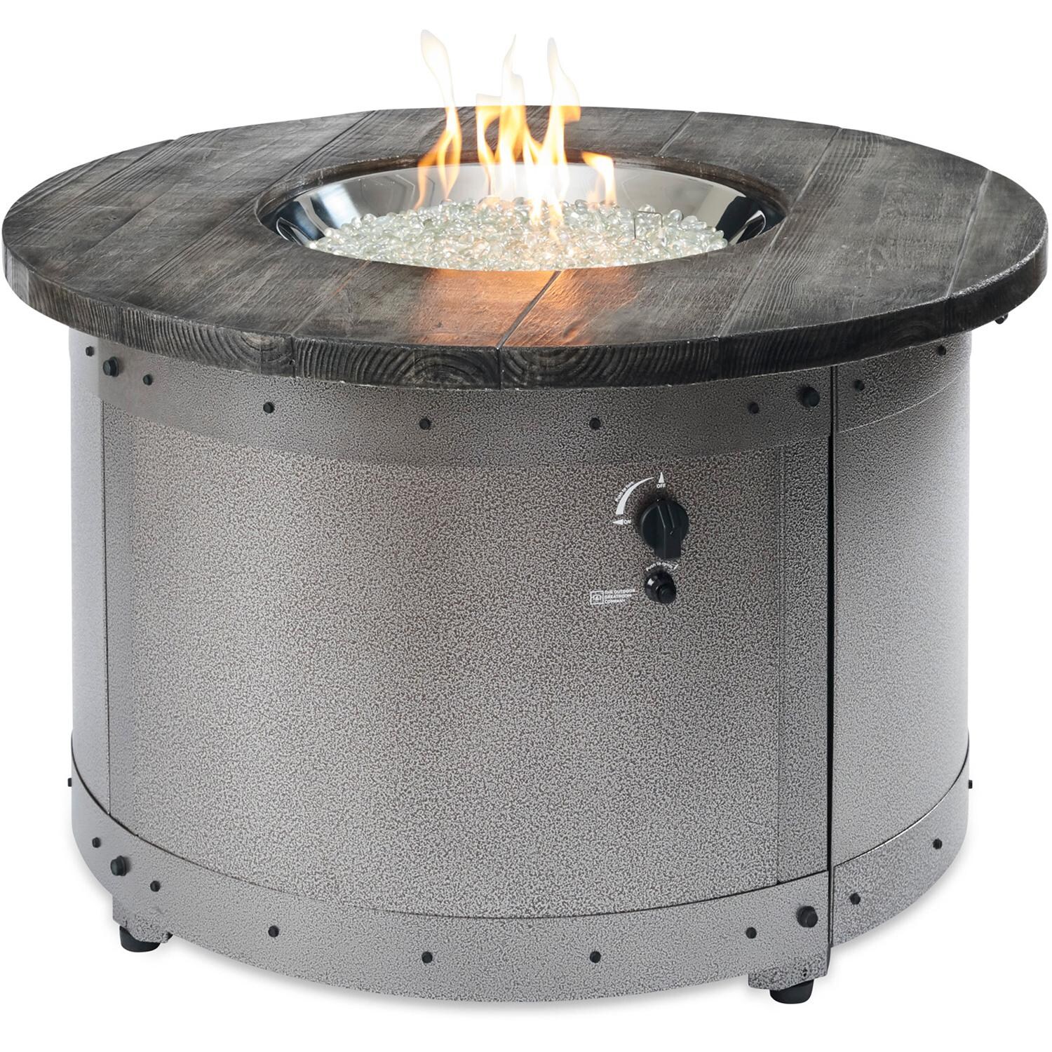 The Outdoor GreatRoom Company Edison ED-20-NG 41-Inch Round Natural Gas Fire Pit Table with 20-Inch Crystal Fire Burner - Ships As Propane With Conversion Fittings - Shown With Burner Lit thumbnail