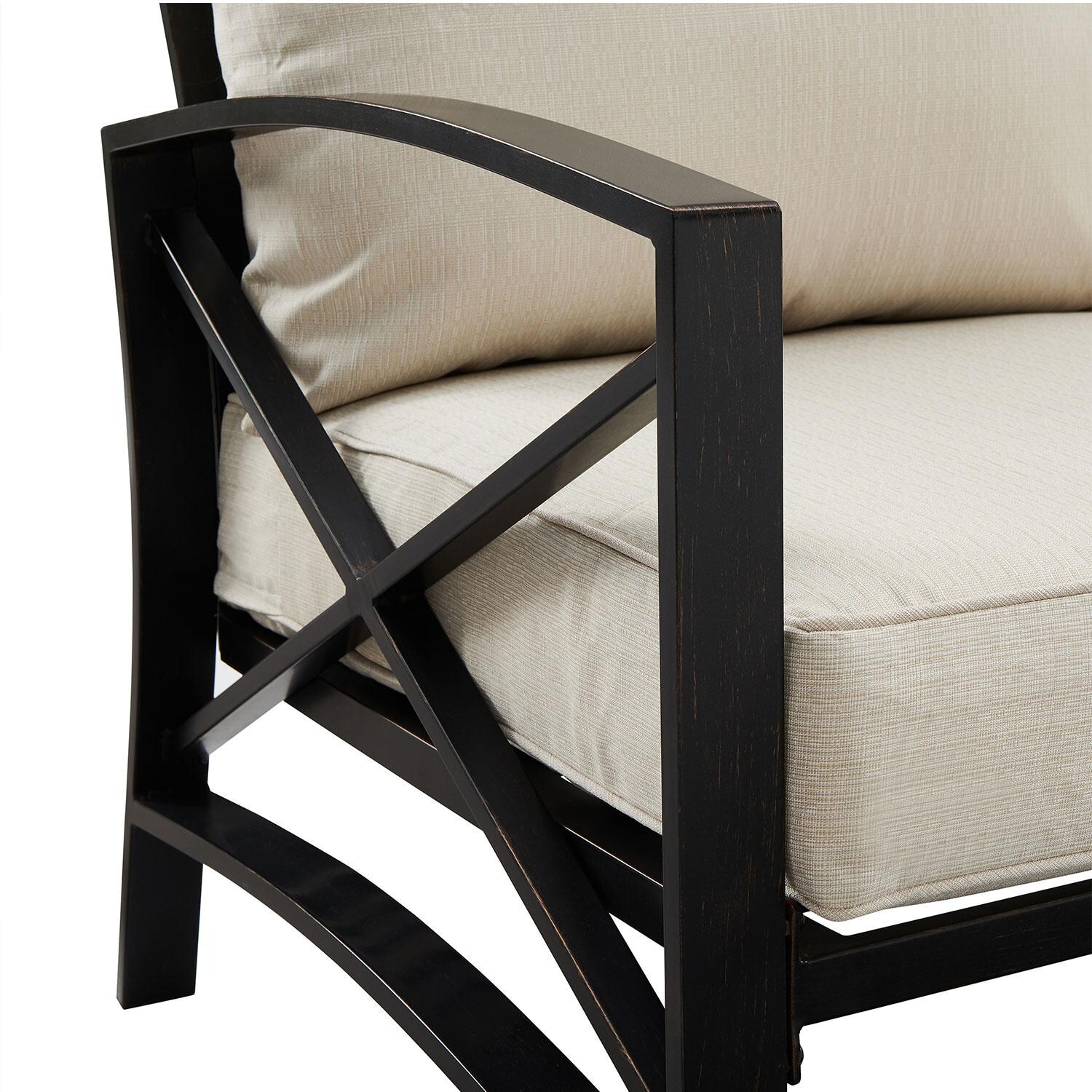 Ultimate Patio UP-82268BZ-OL 5Pc Outdoor Chair Set W/ Fire Table in Oatmeal - Arm - Detail thumbnail