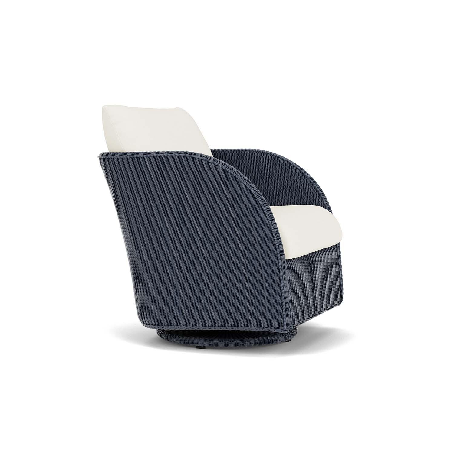 Lloyd Flanders Essence Swivel Glider Lounge Chair W/Sailcloth Salt Fabric - Denim Blue Finish - Angled thumbnail