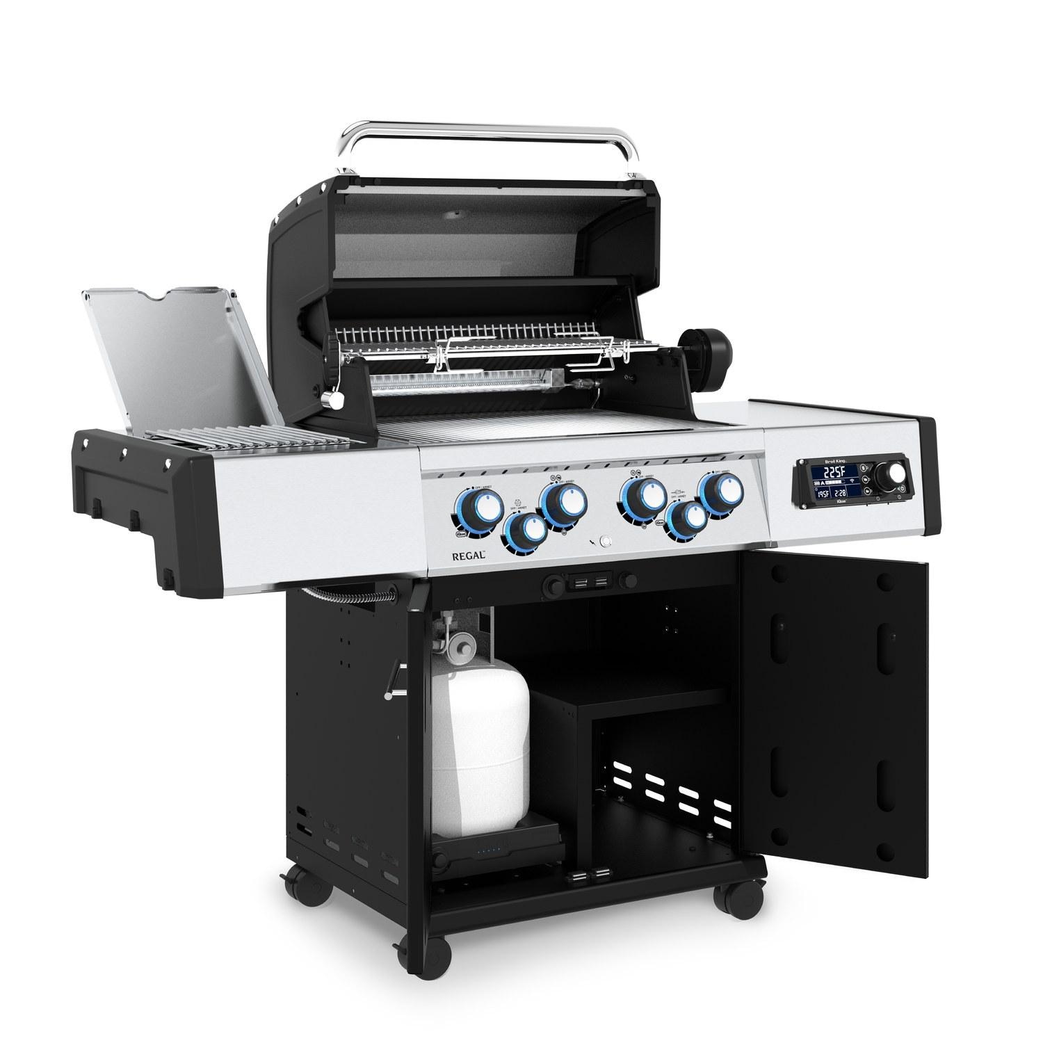 Broil King 687247 Regal Q 490 Pro IR Natural Gas Grill - Cabinet Open - White Background thumbnail
