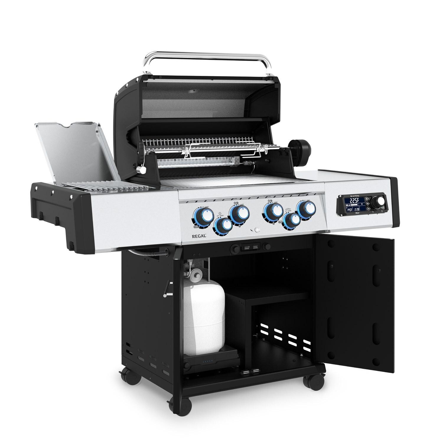 Broil King 687247 Regal Q 490 Pro IR Natural Gas Grill - Cabinet Open - White Background thumbnail