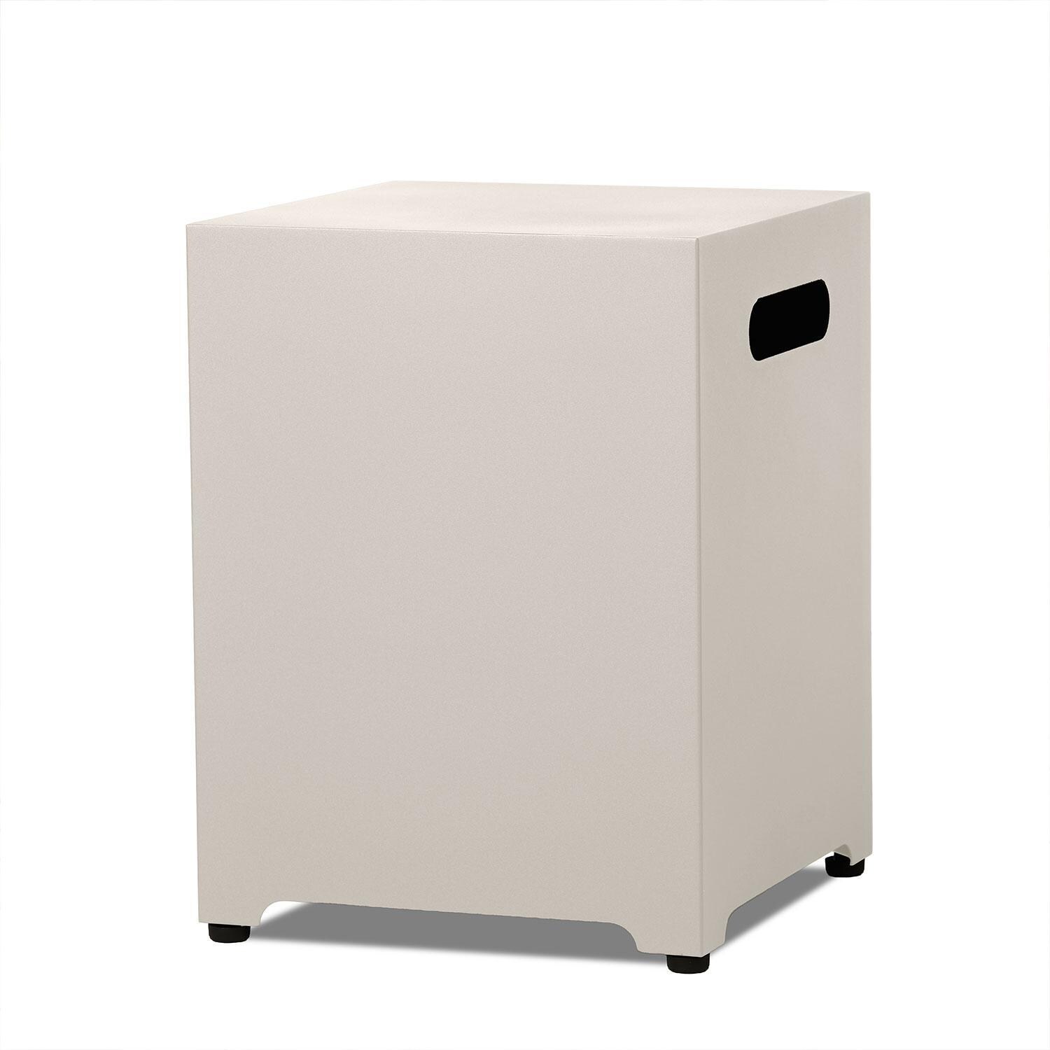 20-in Square Metal Propane Tank Cover in Light Sand by Lakeview Outdoor Designs - White Background thumbnail