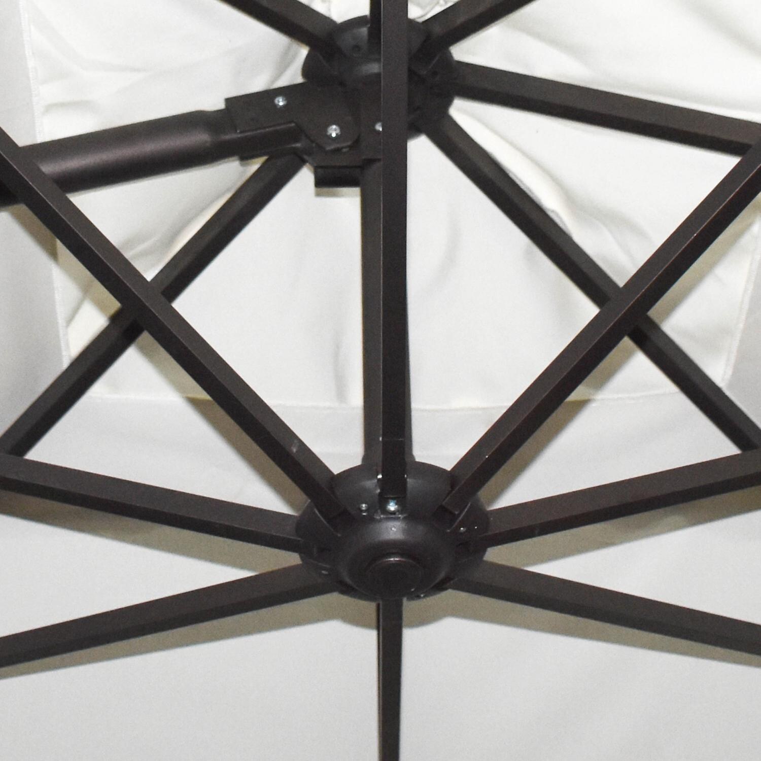 California Umbrella 10 Ft Square Aluminum Multi-Position Tilt Cantilever Patio Umbrella W/ Crank Lift & Aluminum Ribs - Hub Detail thumbnail