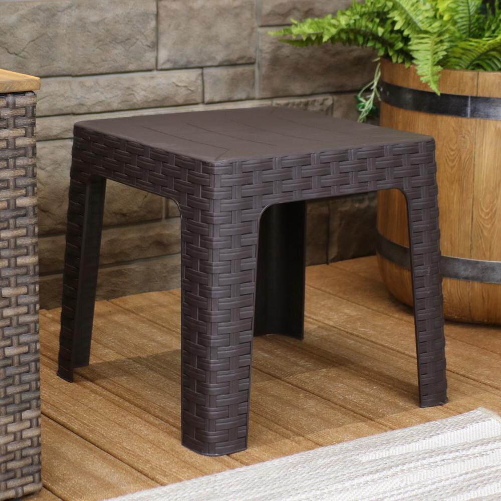 Sunnydaze Decor 18-Inch Square Patio Side Table - Brown - RBW-051 image